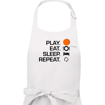 Kuchyňská zástěra Hokejbal - Play eat sleep repeat - Pánská zástěra na vaření - Univerzální velikost ( Bílá )