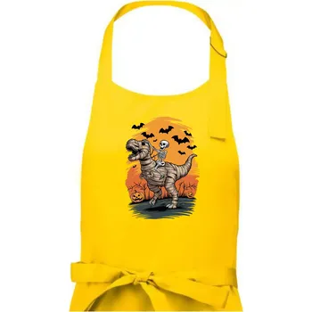 Kuchyňská zástěra Halloween - dinosaurus a kostra - Dámská zástěra na vaření - Univerzální velikost ( Žlutá )