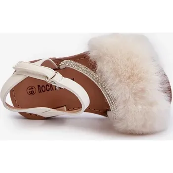 Dámské sandále Dětské sandály na suchý zip s kožíškem, bílá Rosavere 21