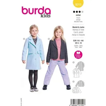 Střih Burda 9215 na dívčí kabát a kabátek -
