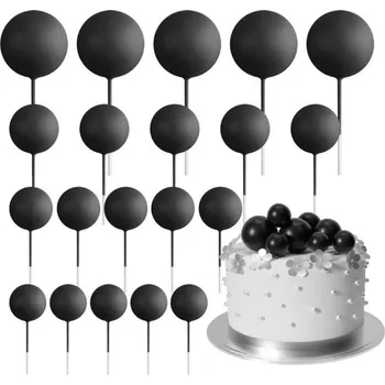 Jedlá dekorace na dort Dortisimo Zápich do dortu Koule černé různé velikosti (20 ks)