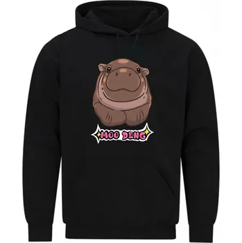 Pánská mikina Pánská mikina Roztomilý Hroch Moo Deng (Velikost: 5XL, Barva: Černá)