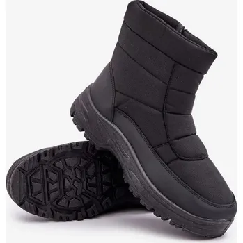 Dívčí obuv Pánské sněhule na zip zateplené kožíškem černé Linnora 44