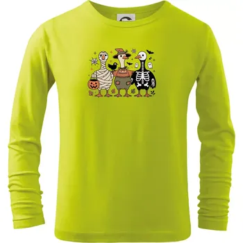 Halloweenské kachny - Triko dětské Long Sleeve - 158 cm/12 let ( Limetková )