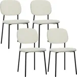 Sada 4 jídelních židlí s měkkým látkovým čalouněním | bílá