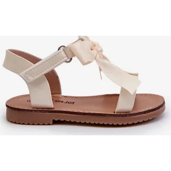 Dámské sandále Lakované dětské sandály s mašličkou na suchý zip, světle béžová Joratia 20