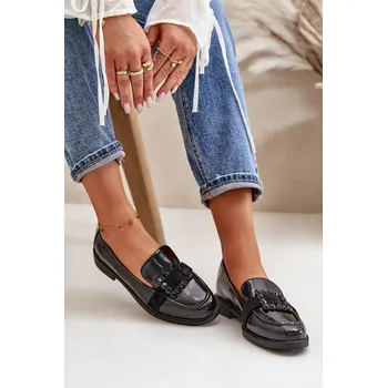 Dámské mokasíny Lakované Dámské Mokasíny s Ozdobou Černé Vinceza Velikost: 37