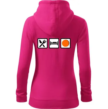 Dámská mikina Eat sleep repat hokejbal v řadě - Dámská mikina trendy zipper s kapucí - XL ( Purpurová )