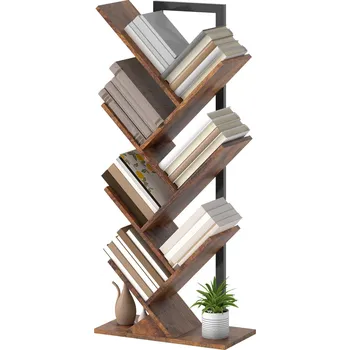 regál Stojící regál se 7 úrovněmi ve tvaru stromu | rustikálně hnědý