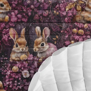 Prošívaná šusťákovina lesní zajíčci