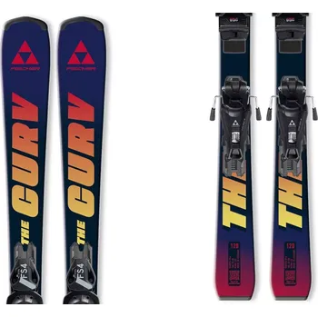 Sjezdové lyže Lyže Fischer THE CURV JR (70-120) JRS + FS 4 CA JRS 24/25 100 modrá/červená/žlutá