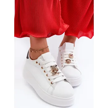 Dámské tenisky Dámské tenisky na platformě s medvídkem, bílá Moanda 39