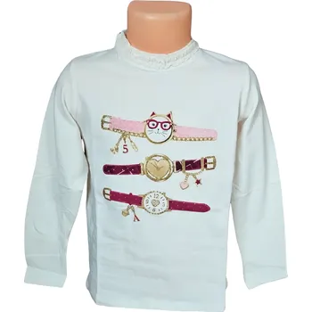 Dívčí tričko GLO-STORY hodinky dlouhý rukáv smetanové Barva: Krémová, Velikost: 98