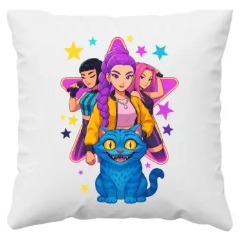 Žertovný předmět Rumi, Mira i Zoey - Huntrix v2 - polštář s potiskem pro fanoušky huntrix kpop demon hunters- Tričkový.cz