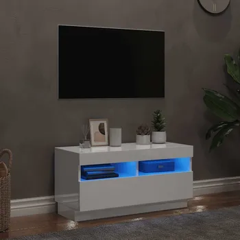 Obývací pokoj vidaXL TV skříňka s LED osvětlením 80x35x40 cm [804451] Barva: bílá s vysokým leskem