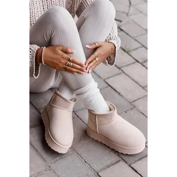 Dívčí sněhule Sněhule Dámské Na Platformě Zateplené Kožíškem Světle Béžové Xamella 40