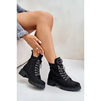 Dámské polobotky Zateplené boty s ozdobným šněrováním Vinceza Černé Velikost: 37