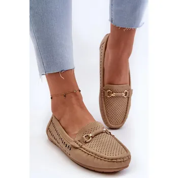 Dámské mokasíny Dámské prolamované mokasíny s ozdobou, hnědé Kaydance 38