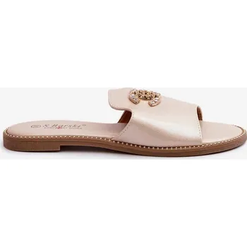 Dámské žabky Elegantní dámské lesklé pantofle s ozdobou.Barski Gold Velikost: 37