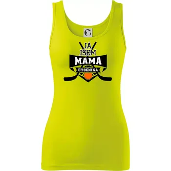 Dámské tričko Hokejbal - Já jsem máma útočníka - Dámské tílko - XL ( Limetková )