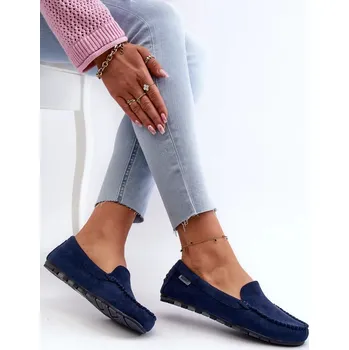 Dámské mokasíny Dámské eko semišové mokasíny, tmavě modrá Amrutia 36