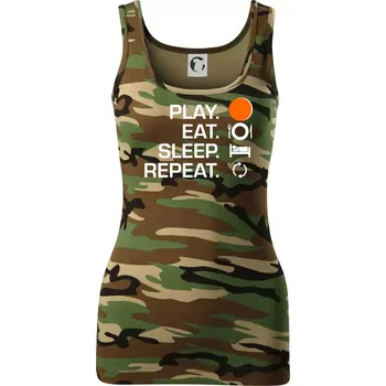 Hokejbal - Play eat sleep repeat - Dámské Maskáčové tílko - XS ( Hnědý maskáč )
