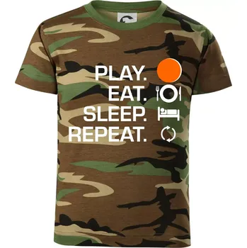 Chlapecké tričko Hokejbal - Play eat sleep repeat - Dětské maskáčové triko - 104-110cm / 3-4 roky ( Hnědý maskáč )