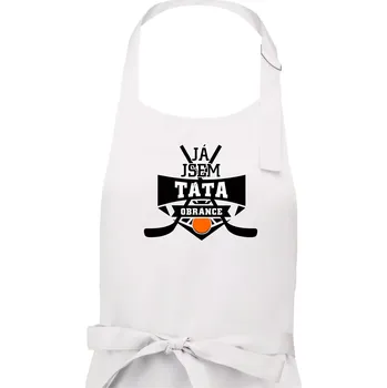 Kuchyňská zástěra Hokejbal - Já jsem táta obránce - Pánská zástěra na vaření - Univerzální velikost ( Bílá )