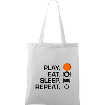 Hokejbal - Play eat sleep repeat - Taška bavlněná - 42 x 38 cm ( Bílá )