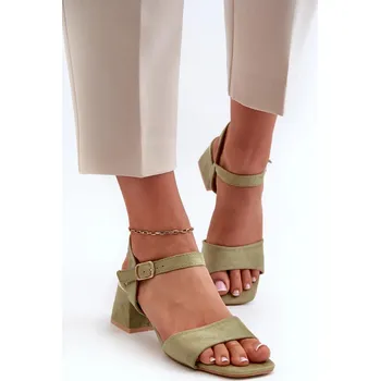 Dámské sandále Dámské sandály na bloku z ekologického semiše, zelená Leisha 40