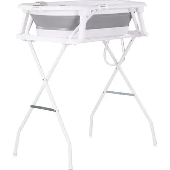 koupací vanička Chipolino skládací dětská vanička s podložkou a stojanem Malibu šedá