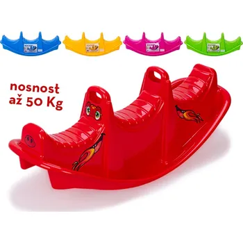 Hra na zahradu Houpačka plastová 100x37x39 cm se samolepkami nosnost 50 kg - mix barev (modrá, žlutá, zelená, červená, fialová)