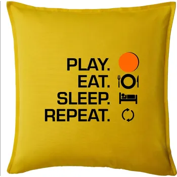 Polštář Hokejbal - Play eat sleep repeat - Polštář 50x50 - 50x50 - Pouze potah ( Žlutá )
