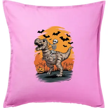 Polštář Halloween - dinosaurus a kostra - Polštář 50x50 - 50x50 - Pouze potah ( Růžová )