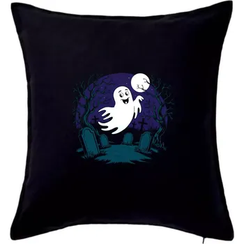 Polštář Halloween - duch veselý - Polštář 50x50 - 50x50 - Pouze potah ( Černá )