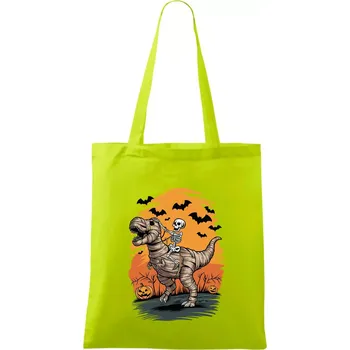 Halloween - dinosaurus a kostra - Taška bavlněná - 42 x 38 cm ( Limetková )