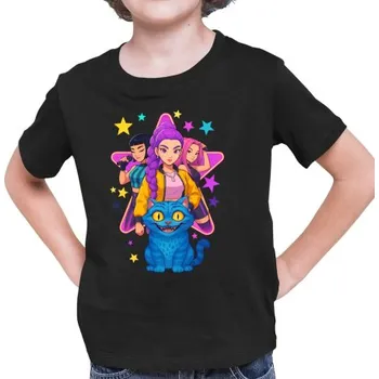 Žertovný předmět Tričkový.cz - Rumi, Mira i Zoey - Huntrix v2 - dětské tričko s potiskem pro fanoušky huntrix kpop demon hunters