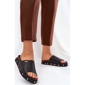 Dámské polobotky Dámské pantofle na platformě s cvočky Big Star – černé Velikost: 37