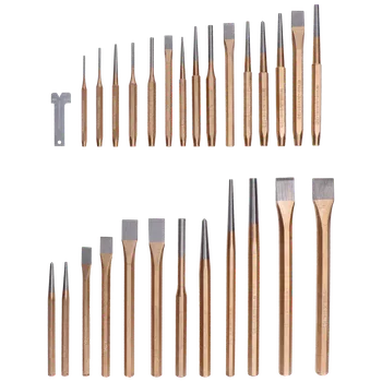 Sada nářadí 28 dílná sada dlátek, důlčíků a vyrážečů, uhlíková ocel