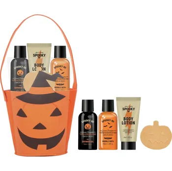 Kosmetická sada Gloss! Spooky sada: sprchový gel, 100 ml + pěna do koupele, 100 ml + tělový balzám, 100 ml + šumivá koule dýně, 100 g