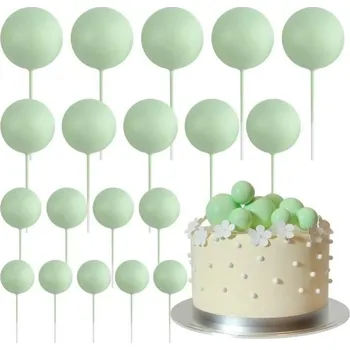 Jedlá dekorace na dort Dortisimo Zápich do dortu Koule světle zelené různé velikosti (20 ks)