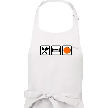 Kuchyňská zástěra Eat sleep repat hokejbal v řadě - Dámská zástěra na vaření - Univerzální velikost ( Bílá )