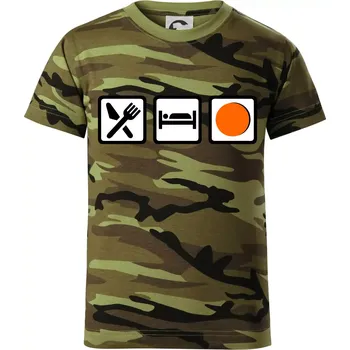 Eat sleep repat hokejbal v řadě - Dětské maskáčové triko - 122 cm/6 let ( Zelený maskáč )