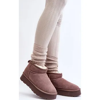 Dívčí sněhule Módní semišové nízké sněhule Khaki Nucca 41