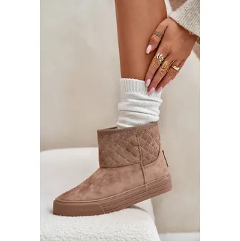 Dívčí sněhule Kotníkové sněhule na zip zateplené kožíškem Big Star béžové Velikost: 39