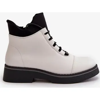 Dámská zimní obuv Dámské Zateplené Kotníkové Boty z Eko Kůže Bílé Velikost: 39