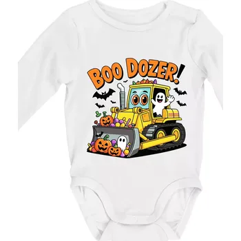 Kojenecký body Halloweenský boo dozer - Body kojenecké s dlouhým rukávem - Dlouhý r. do 3 měs ( Bílá )