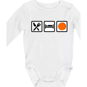 Kojenecký body Eat sleep repat hokejbal v řadě - Body kojenecké s dlouhým rukávem - Dlouhý r. 3-6 měs ( Bílá )