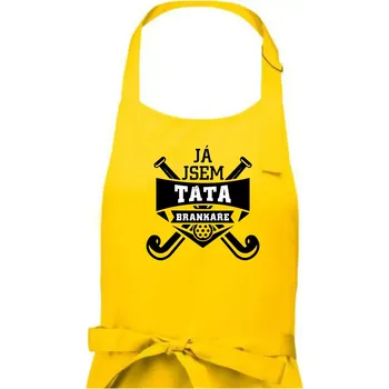 Kuchyňská zástěra Hokejbal - Já jsem táta brankáře - Pánská zástěra na vaření - Univerzální velikost ( Žlutá )