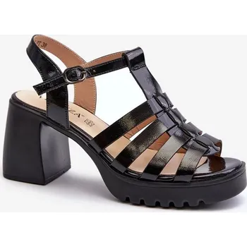 Dámské sandále Dámské lakované sandály na vysokém podpatku, Black Aninifer 38